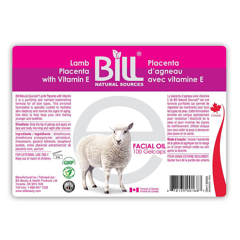 BILL Natural Sources® Lamb Placenta Facial Moisturizer with Vitamin E Gelcaps