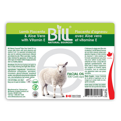 BILL Natural Sources® Lamb Placenta Facial Moisturizer with Aloe Vera & Vitamin E Gelcaps
