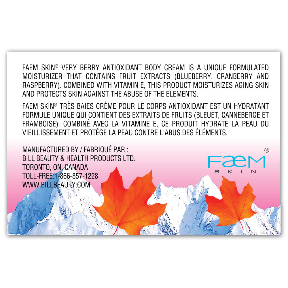 Faem Amazon Faem Skin® Very Berry Antioxidant Body Cream 450g – Bill Natural Sources®