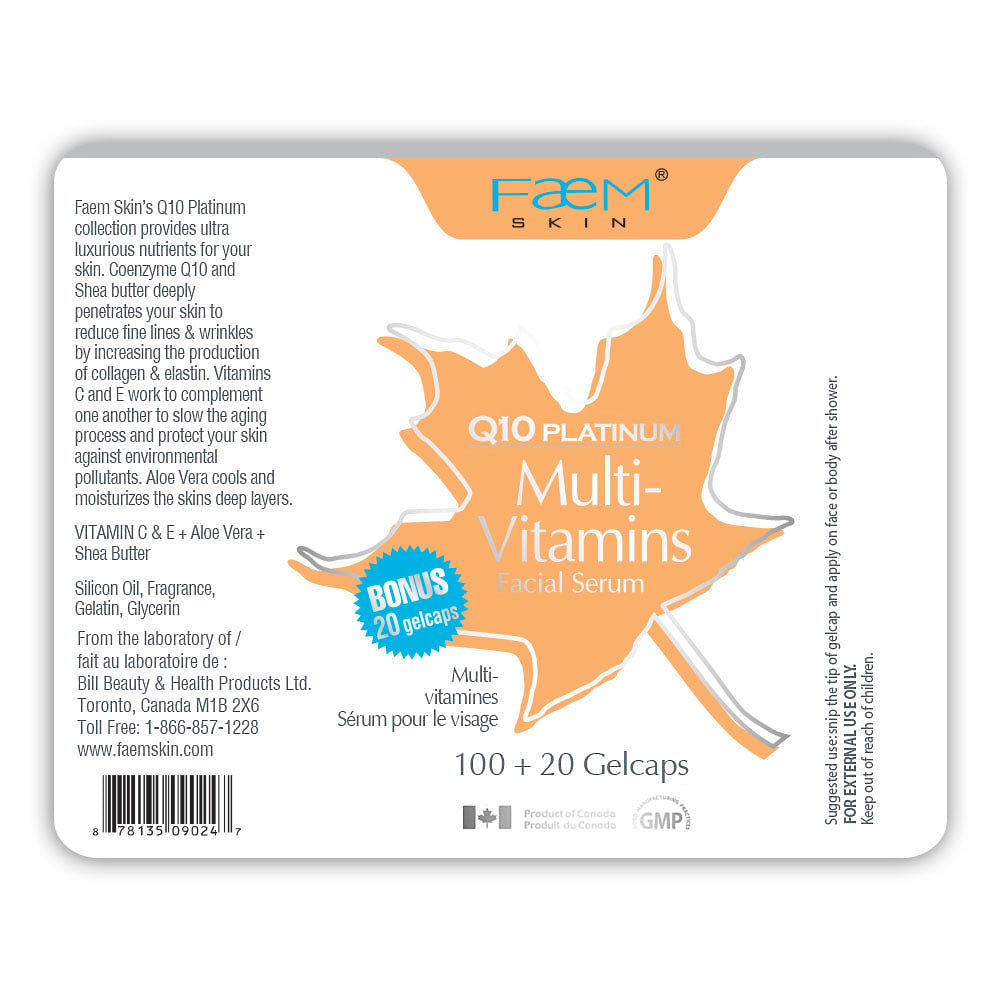 Faem Amazon Faem Skin® Q10 Platinum Multivitamins 120 Gelcaps – Bill Natural Sources®