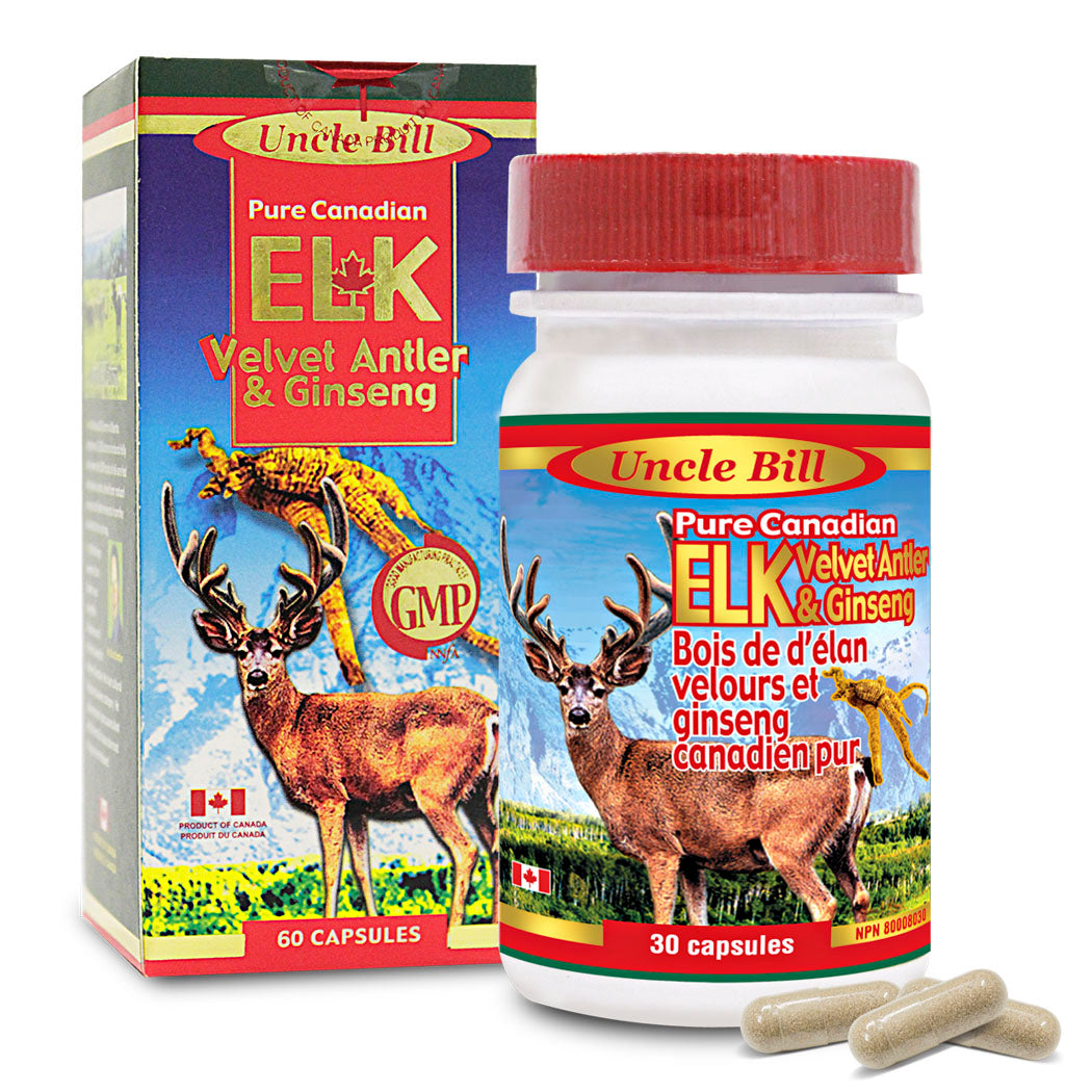 UNCLE BILL® Pure Canadian Elk Antler with Ginseng Capsules
