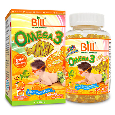 BILL Natural Sources® Fish Oil for Kids Orange Flavour 500mg 240 Softgels