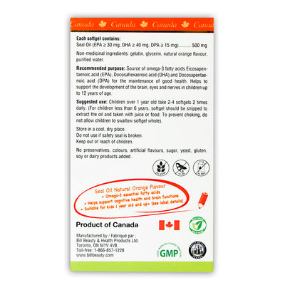 BILL Natural Sources® DHA Seal Oil Orange 500mg 120 Softgels