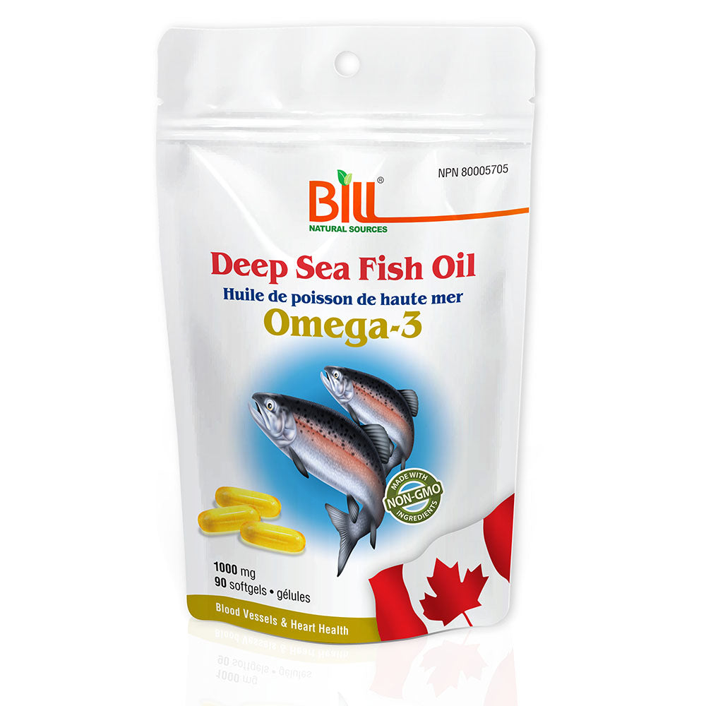 BILL Natural Sources® Deep Sea Fish Oil 1000mg 90 Softgels in Aluminium Foil Bag