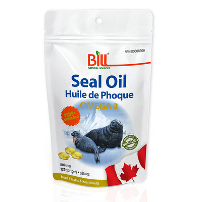 BILL Natural Sources® Seal Oil Omega 3 500mg 120 Softgels in Aluminium Foil Bag